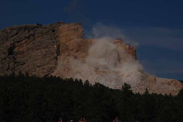 the blasting of the rock